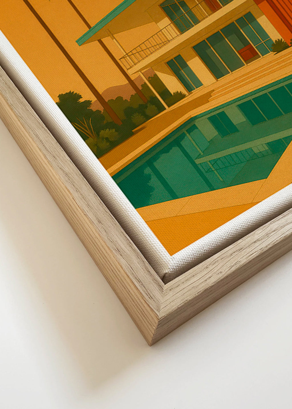 Cuadro villa moderna con piscina en hora dorada – Canvas detail