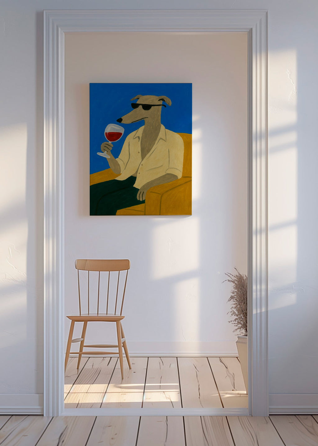 Cuadro de cocina: galgo con copa de vino – Canvas