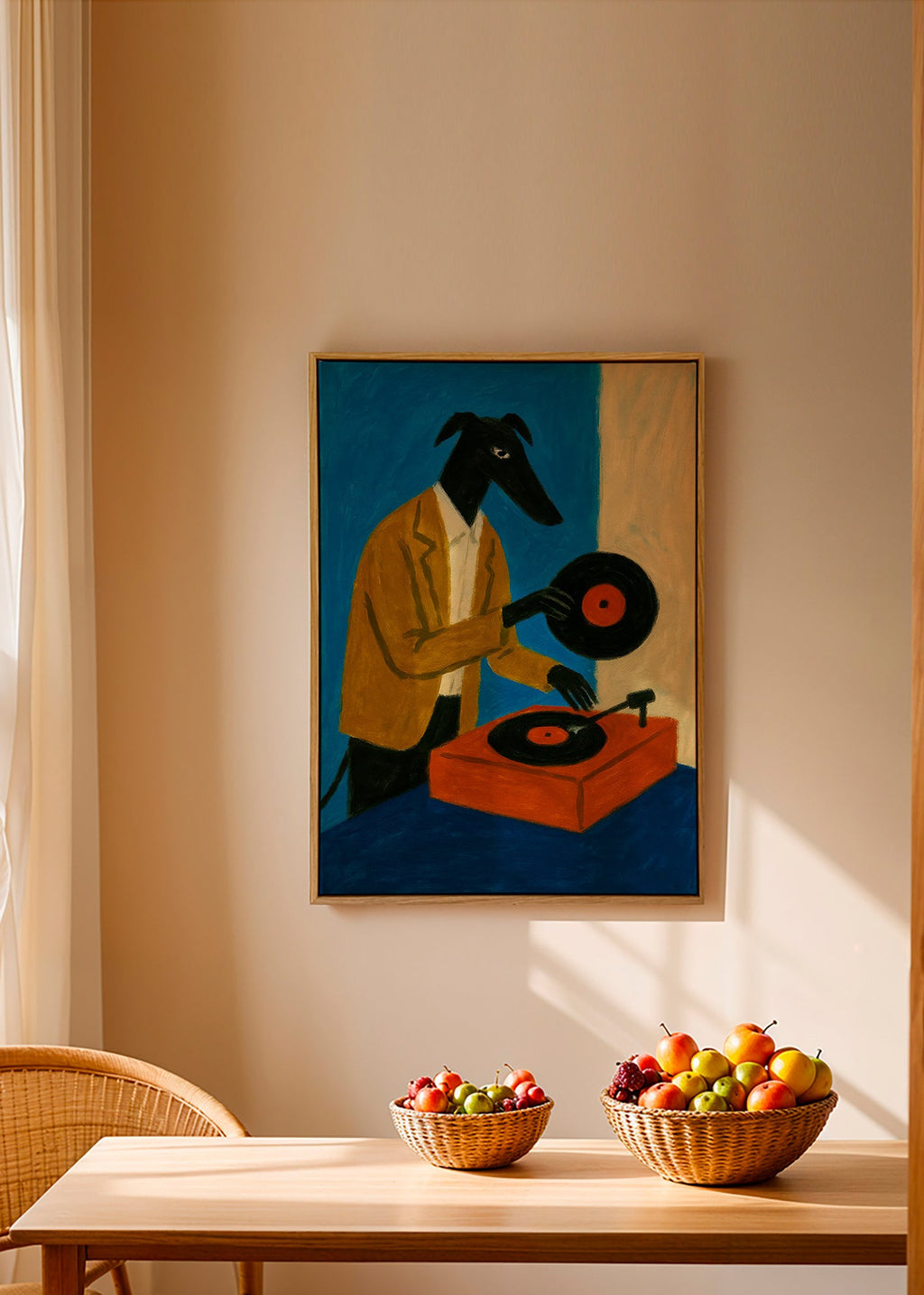 Ilustración de DJ perro con vinilo – Canvas2