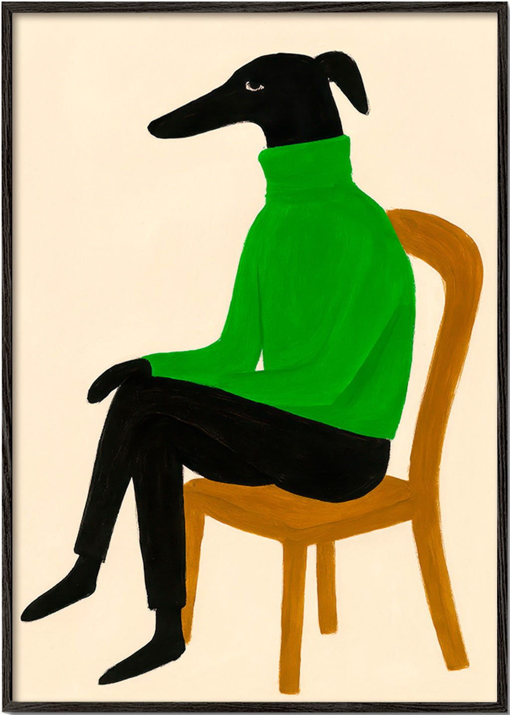 Ilustración perro con jersey verde – Black Frame