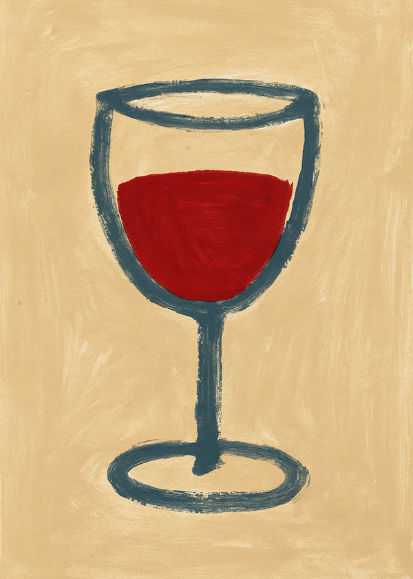 Cuadro de cocina con copa de vino minimalista