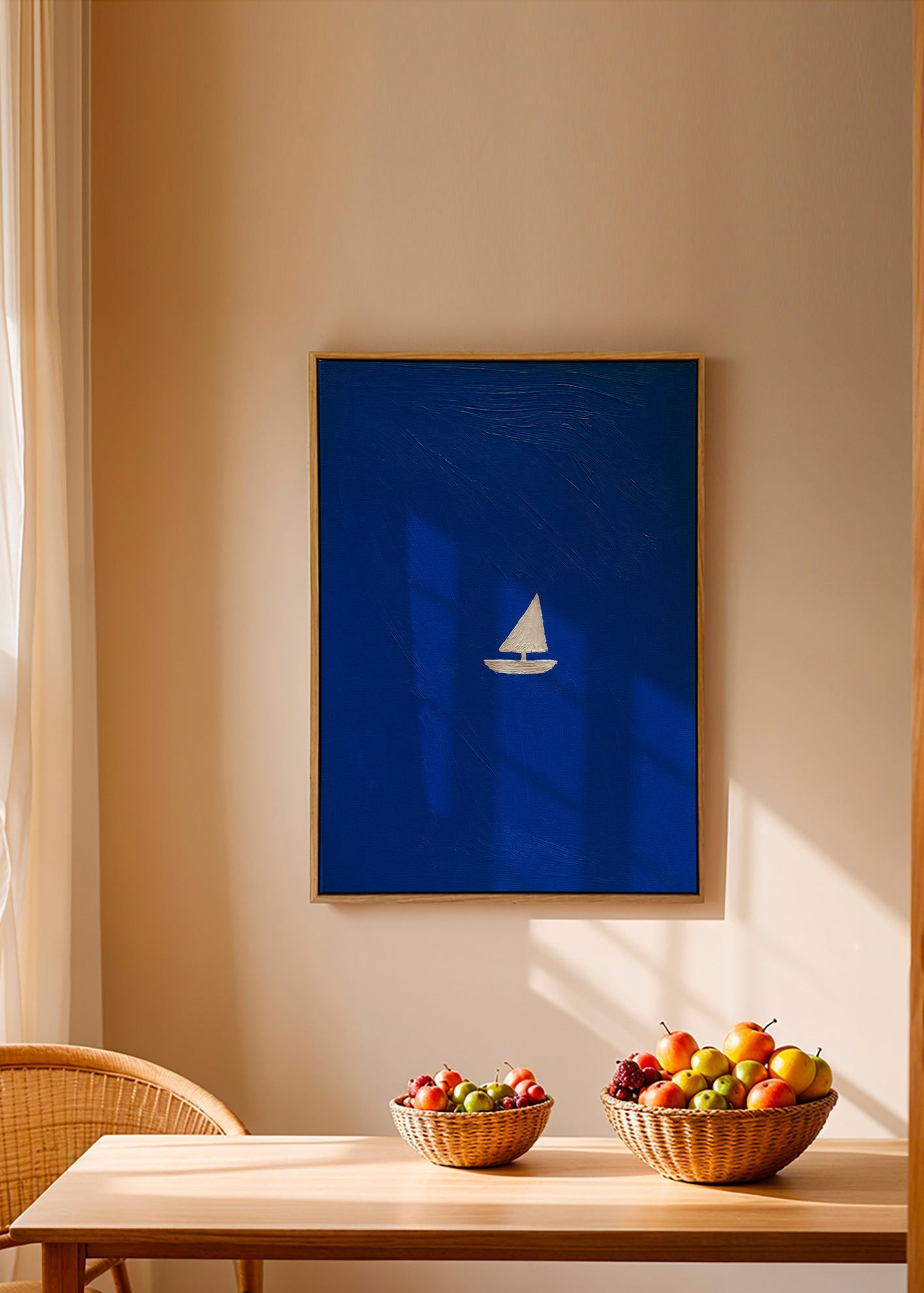 Cuadro de paisaje con velero minimalista – Canvas1