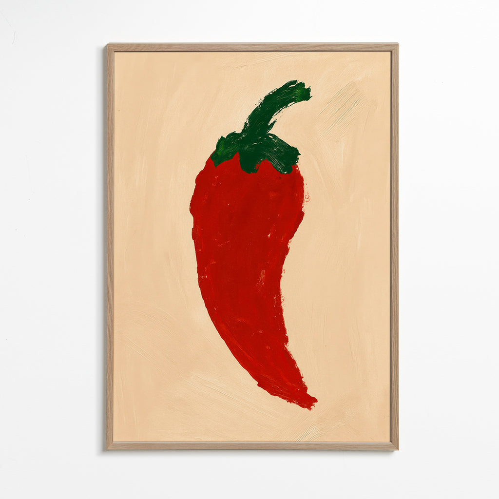 Cuadro de cocina chile rojo pintado – Oak Frame