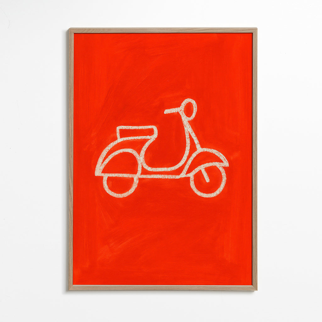 Ilustración scooter rojo minimal – Oak Frame