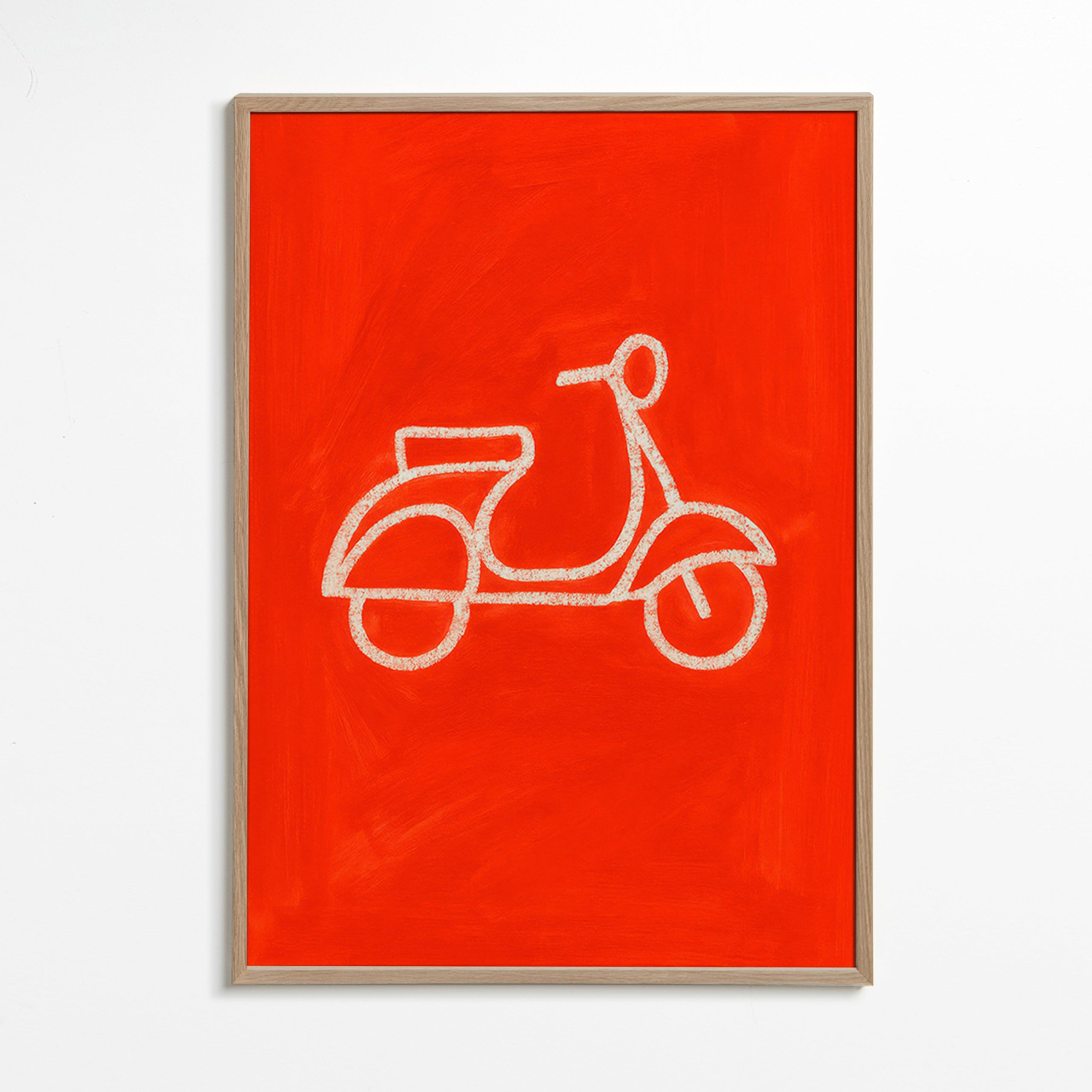 Ilustración scooter rojo minimal – Oak Frame