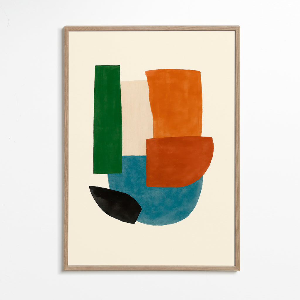 Cuadro abstracto formas terrosas – Oak Frame