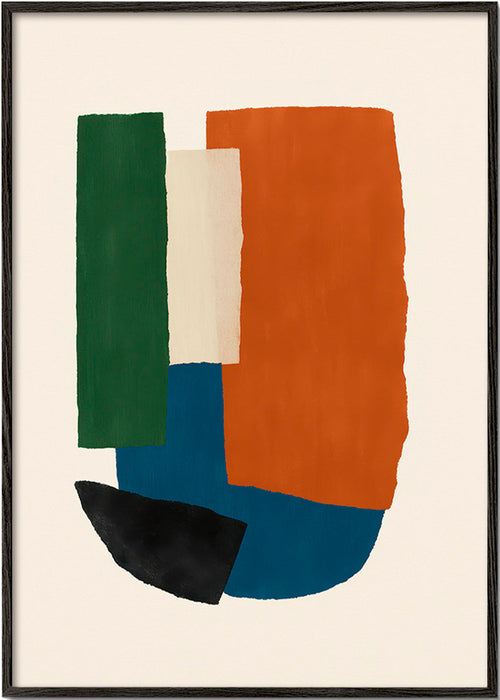 Cuadro abstracto bloques terrosos – Black Frame