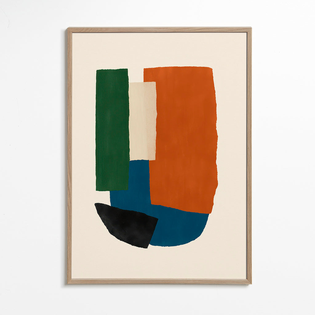 Cuadro abstracto bloques terrosos – Oak Frame