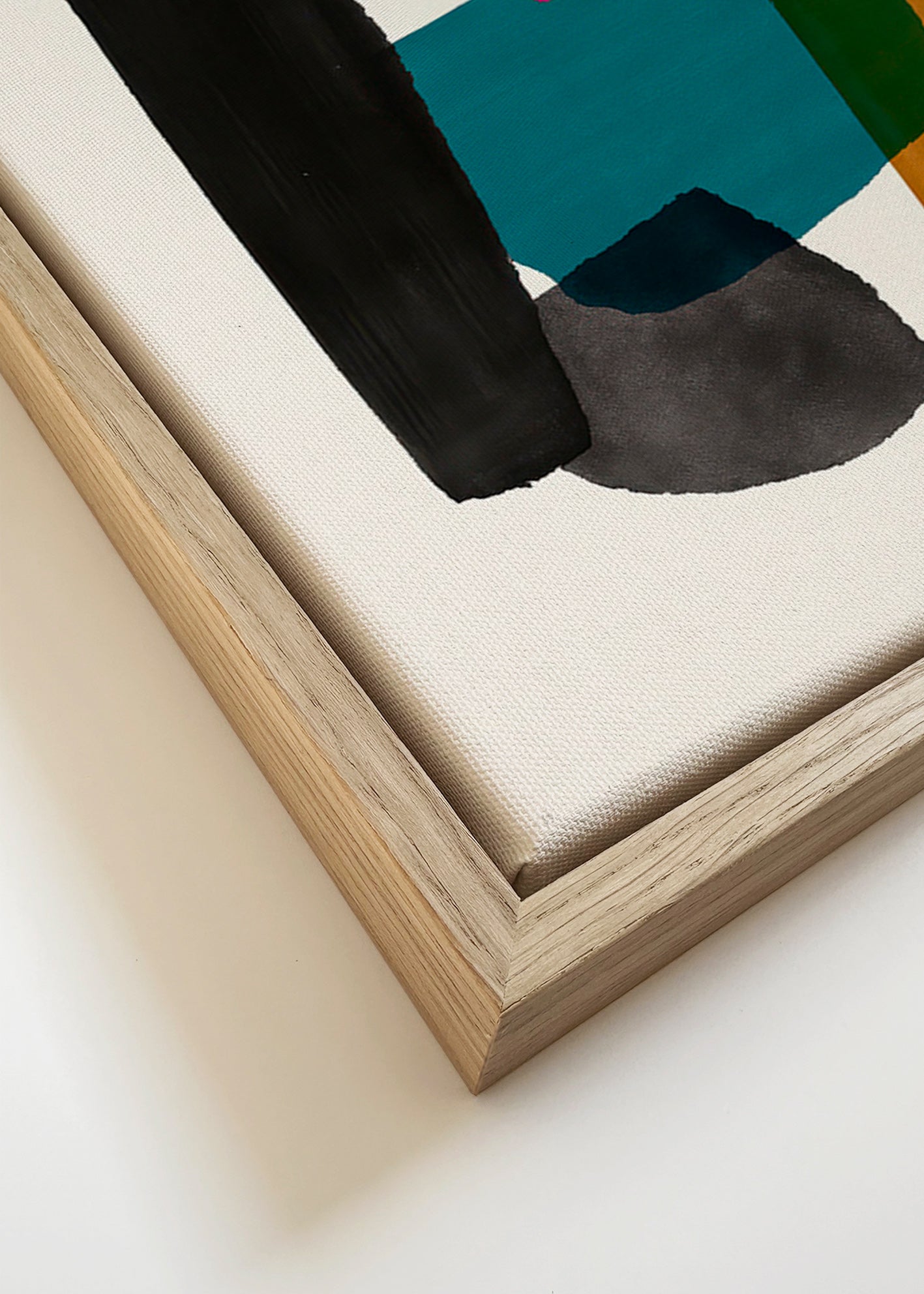 Cuadro abstracto magenta con gestos orgánicos – Canvas detail