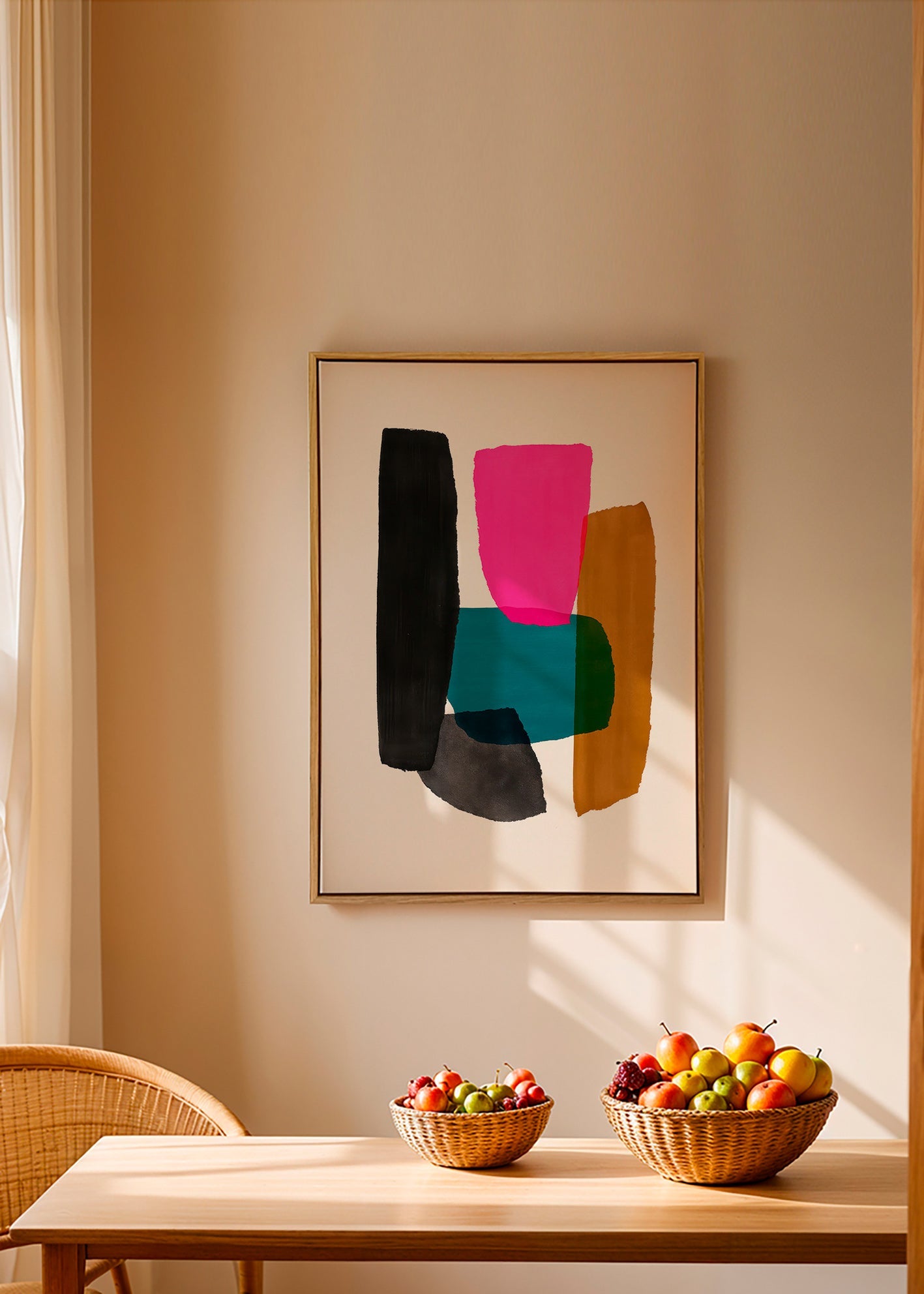 Cuadro abstracto magenta con gestos orgánicos – Canvas1