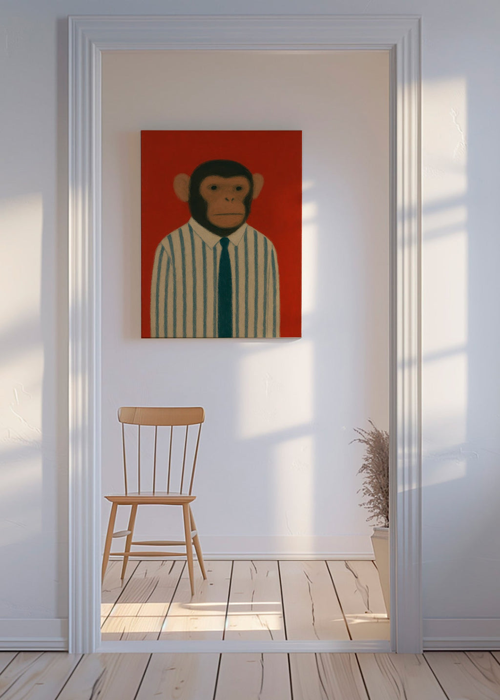 Cuadro mono con corbata rayada – Canvas