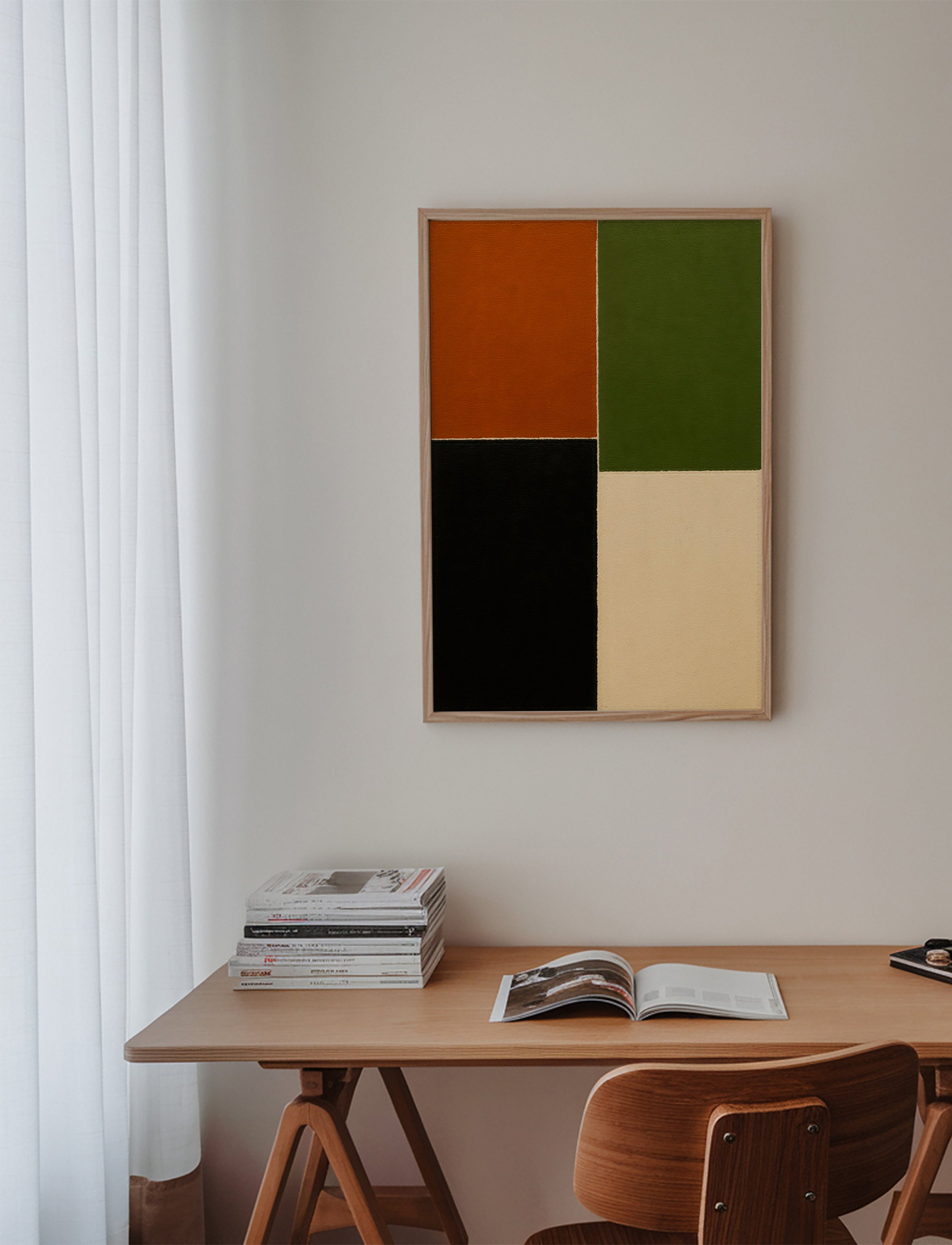 Cuadro geométrico de bloques en tonos tierra – Product2