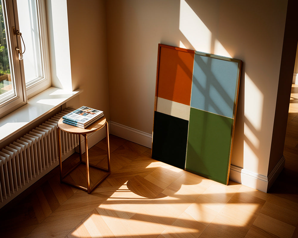 Cuadro geométrico en bloques de color vertical – Product1