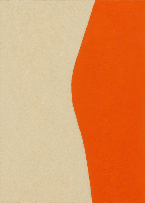 Cuadro abstracto con curva naranja y beige