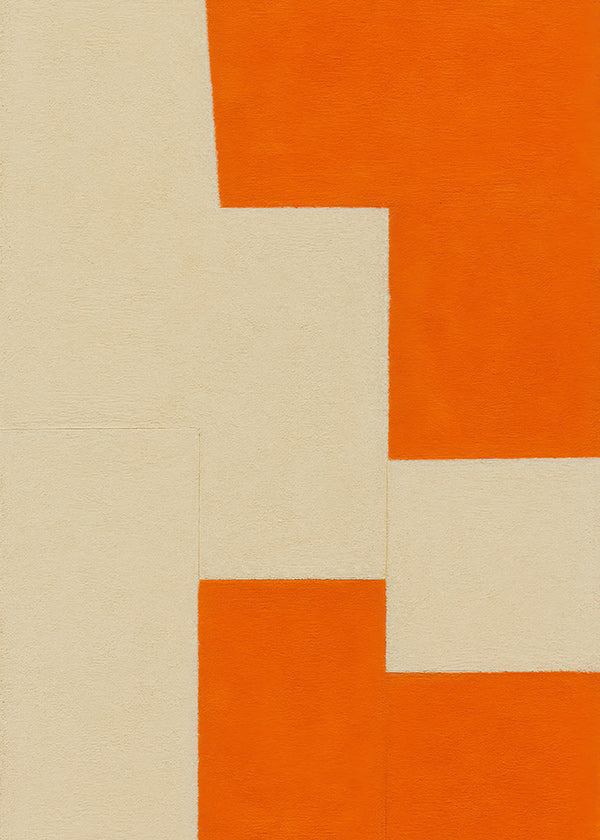 Cuadro geométrico en bloques beige y naranja