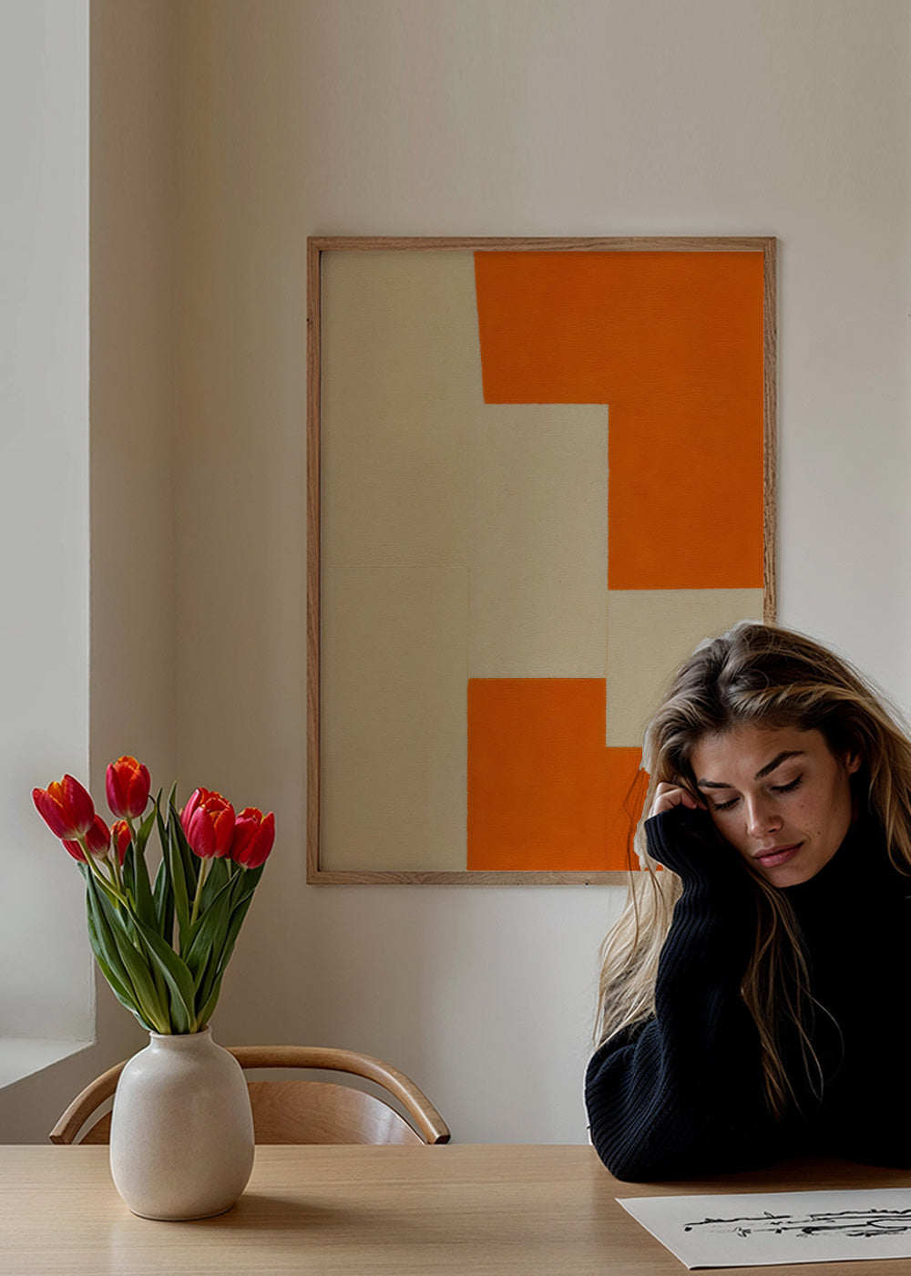 Terracotta Steps I - Framed poster in an interior
