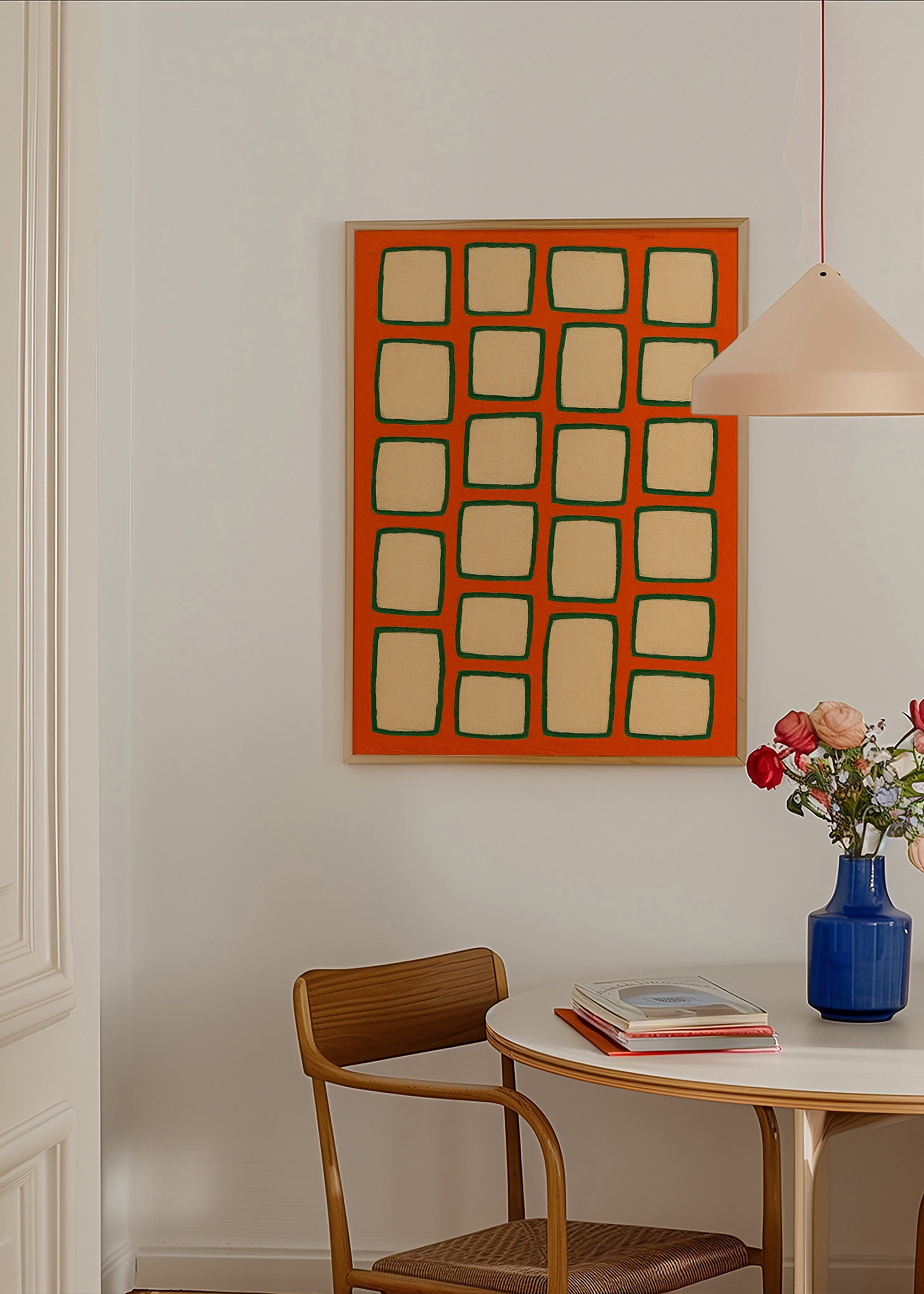 Cuadro geométrico en cuadrícula terracota – Product3