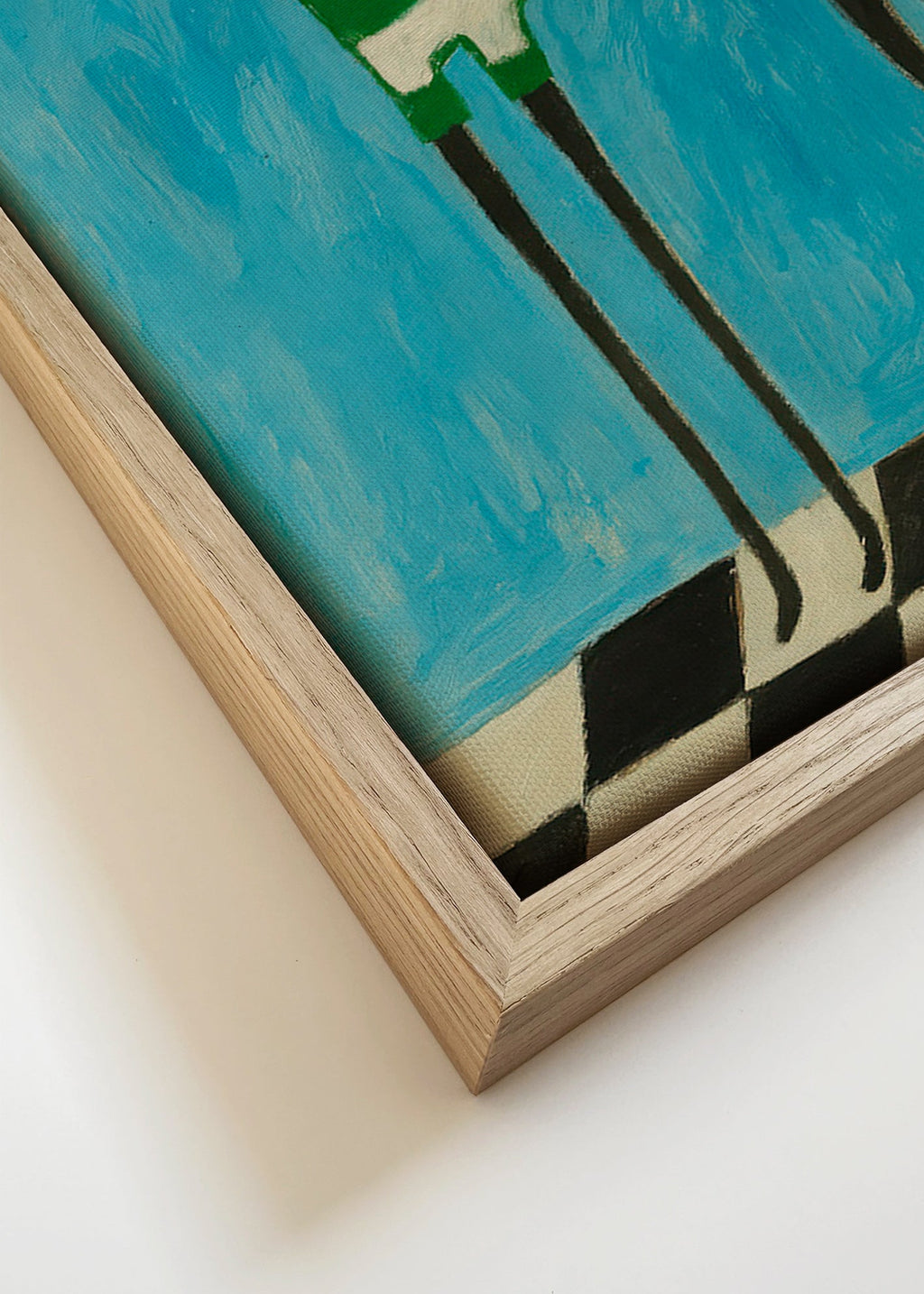 Cuadro perro estilizado con jersey a rayas verdes – Canvas detail