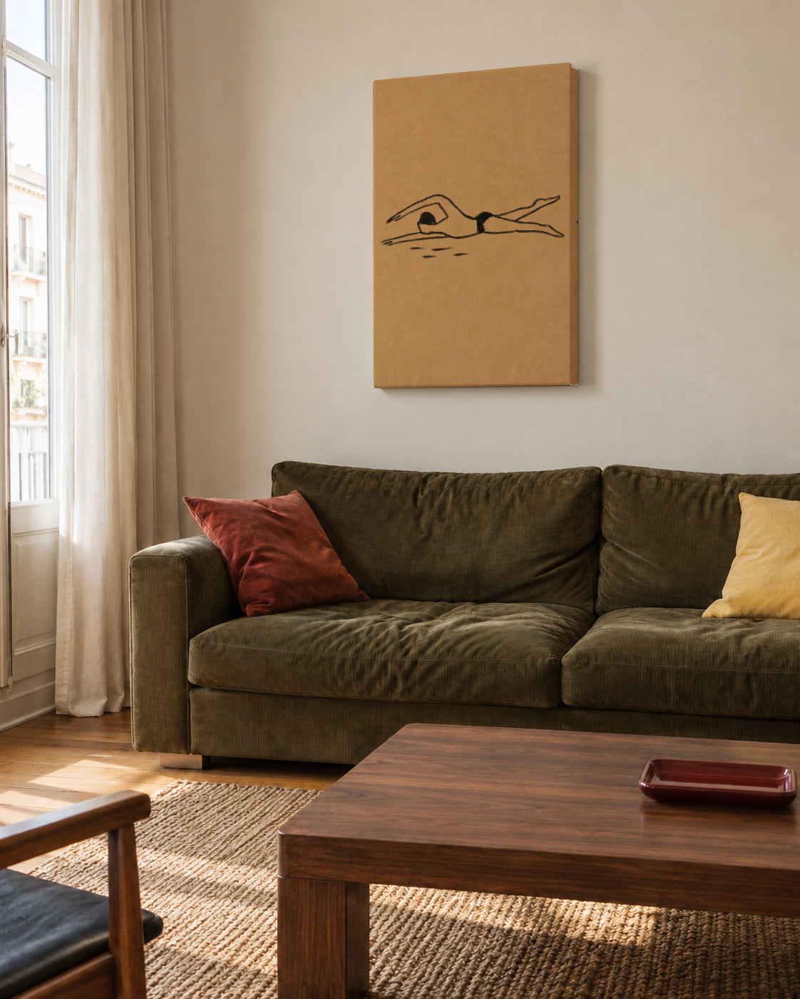 Rhythmic Stroke - Unframed canvas in an interior