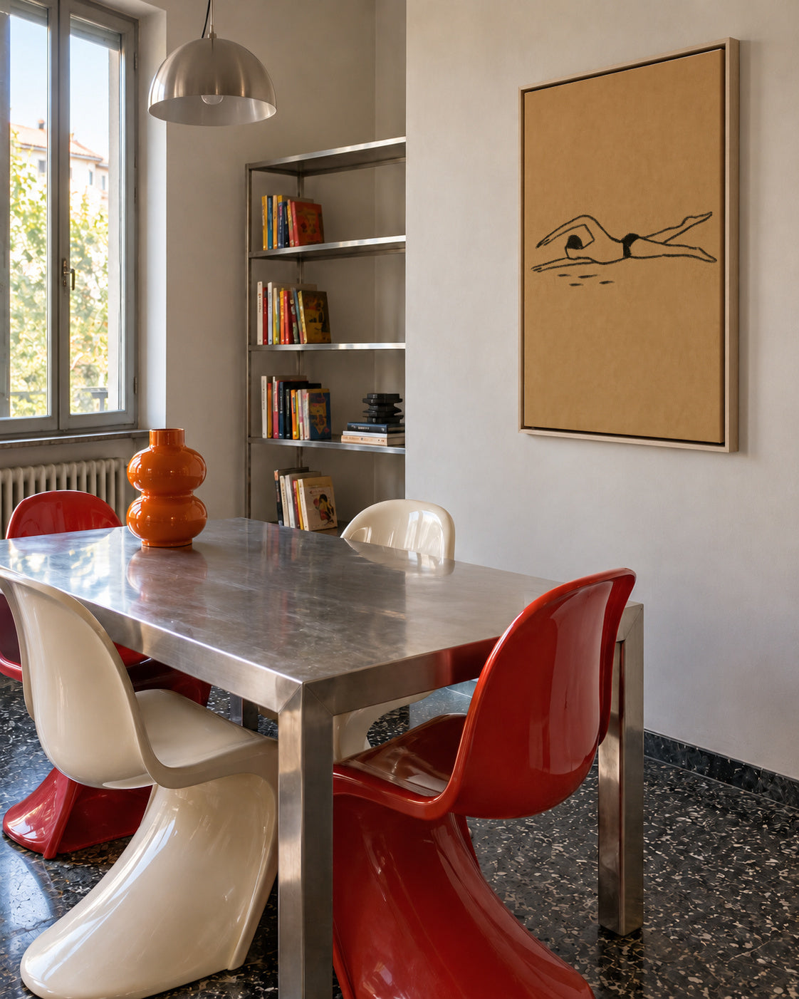 Rhythmic Stroke - Framed canvas in an interior
