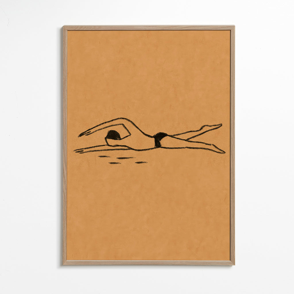 Ilustración nadadora en trazo lineal – Oak Frame