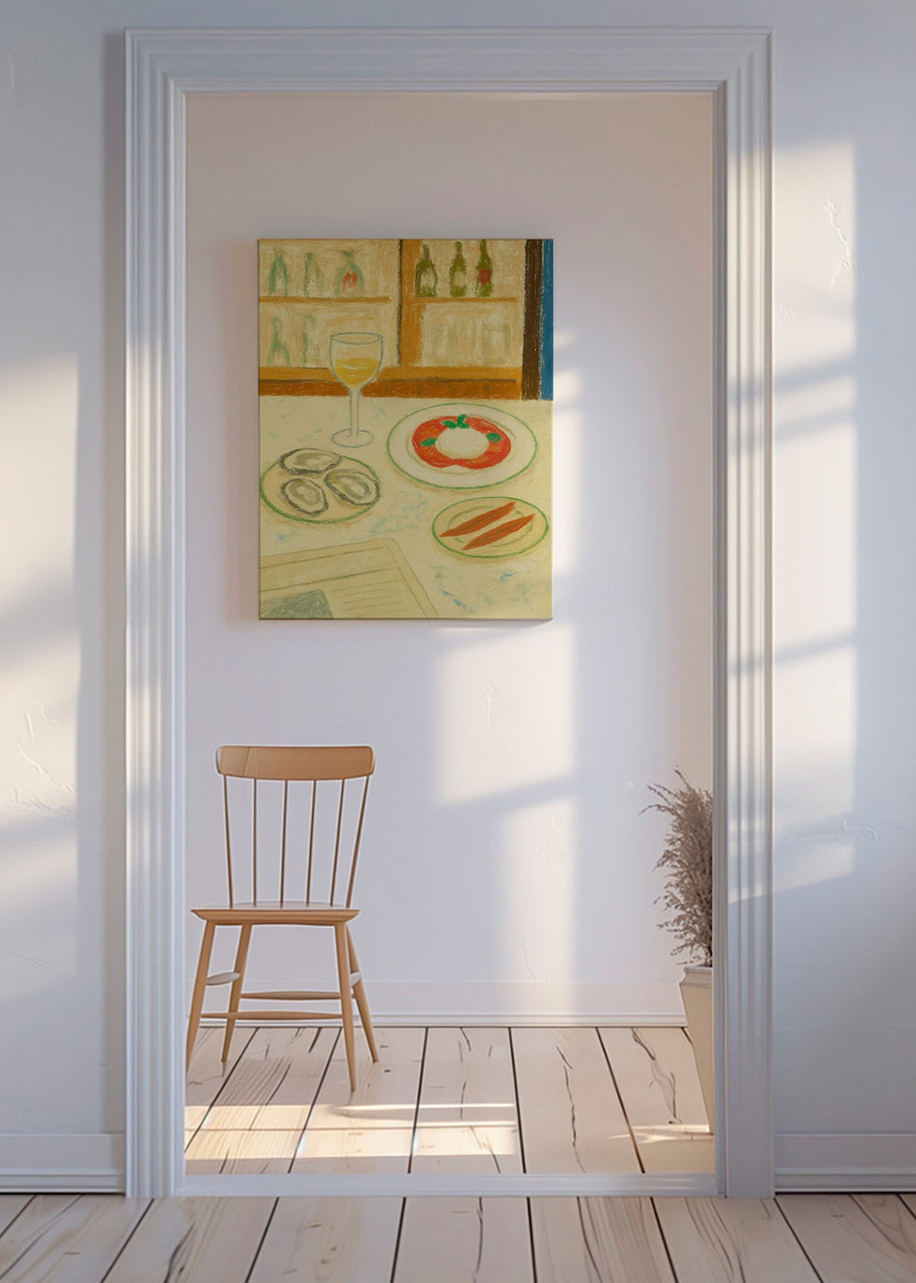 Cuadro de cocina: burrata y ostras en estilo pastel – Canvas