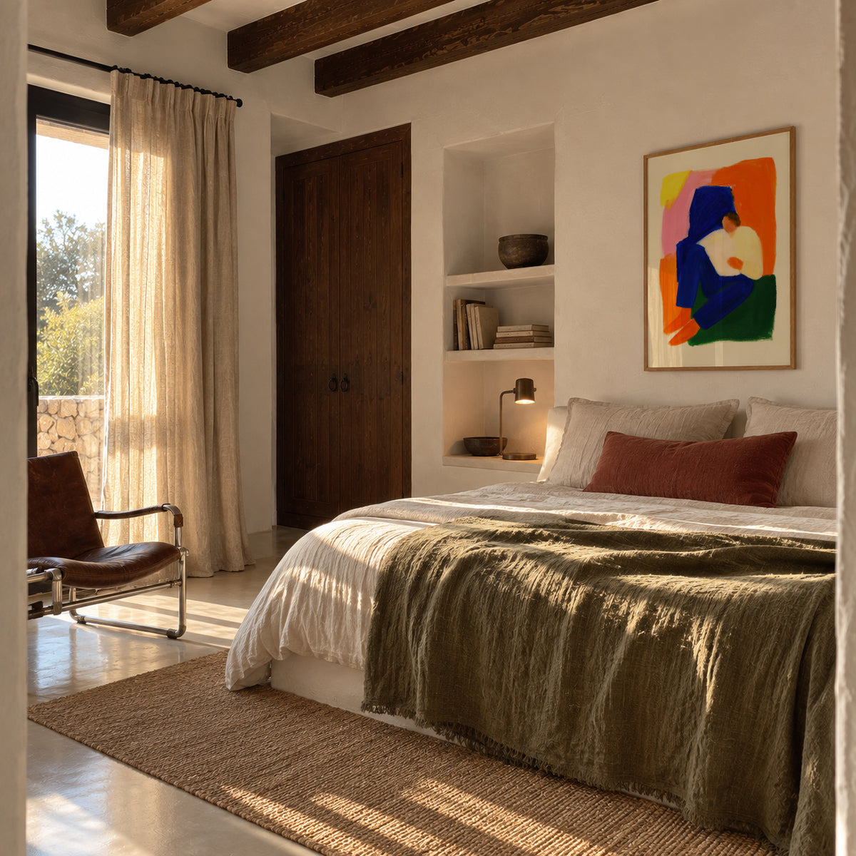 Seated in Color - Framed poster in an interior