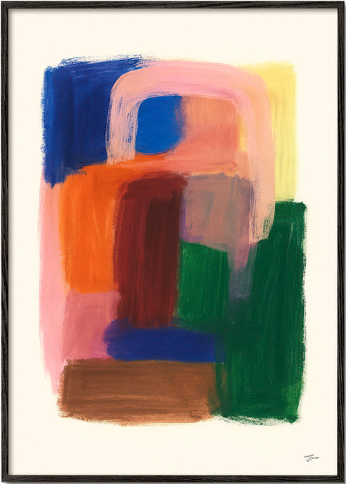 Cuadro abstracto con trazos coloridos – Black Frame