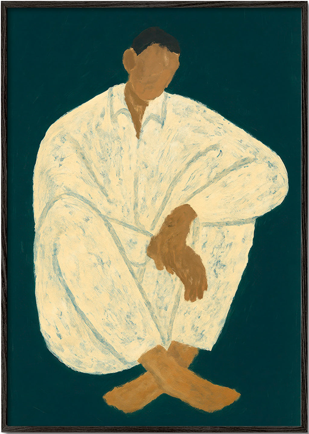 Ilustración de figura sentada en pose recogida – Black Frame