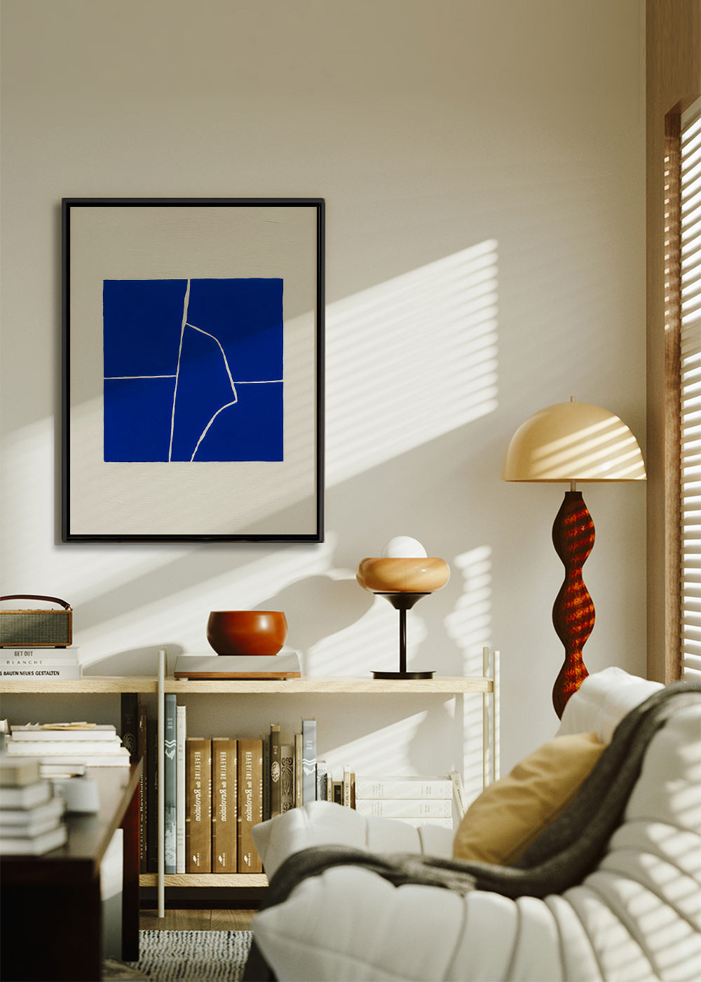 Cuadro abstracto azul con fractura geométrica – Canvas2