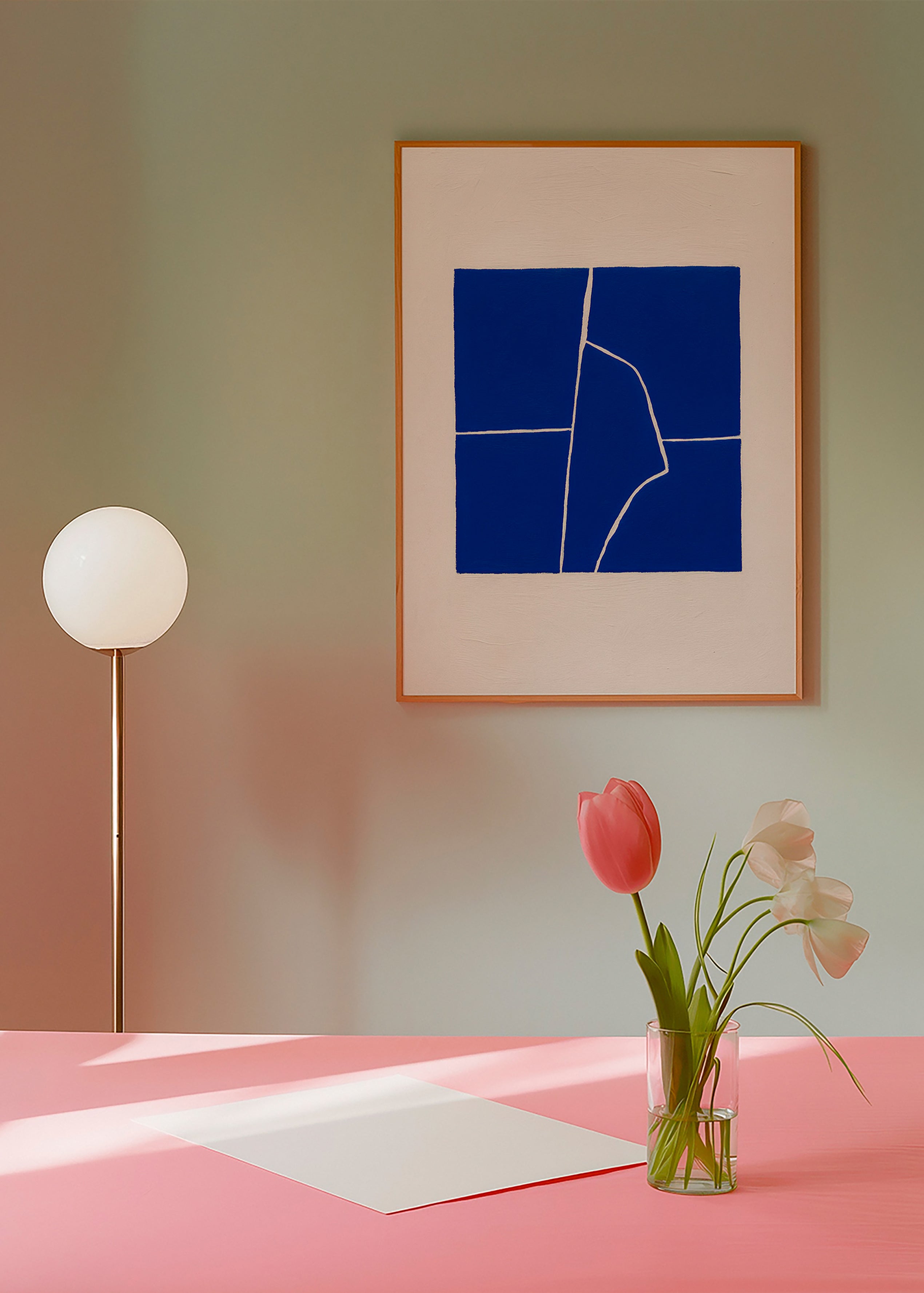 Cuadro abstracto azul con fractura geométrica – Product1