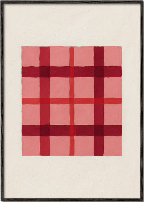 Cuadro geométrico tartán rosa pintado – Black Frame