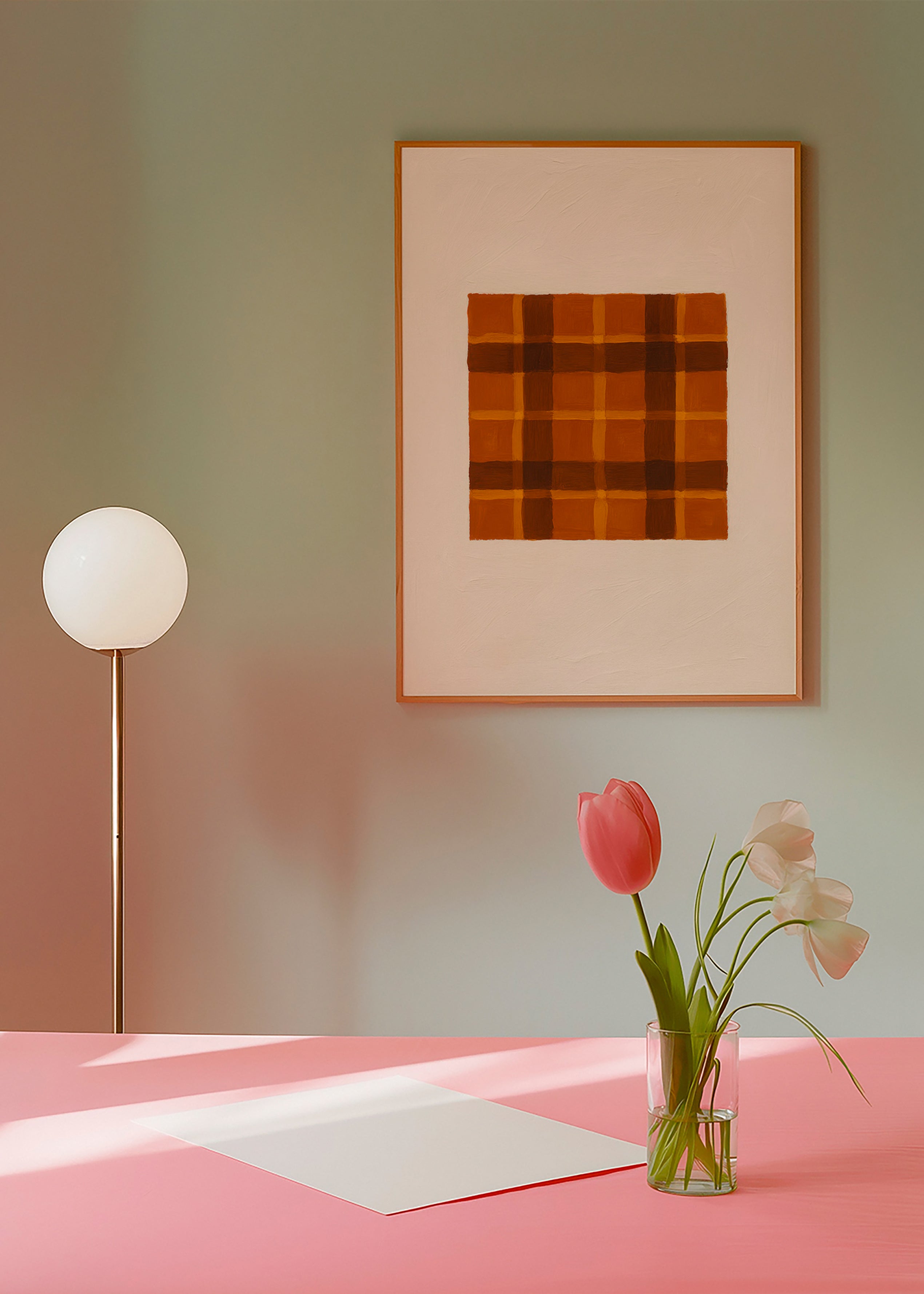 Cuadro geométrico ocre con panel central – Product3