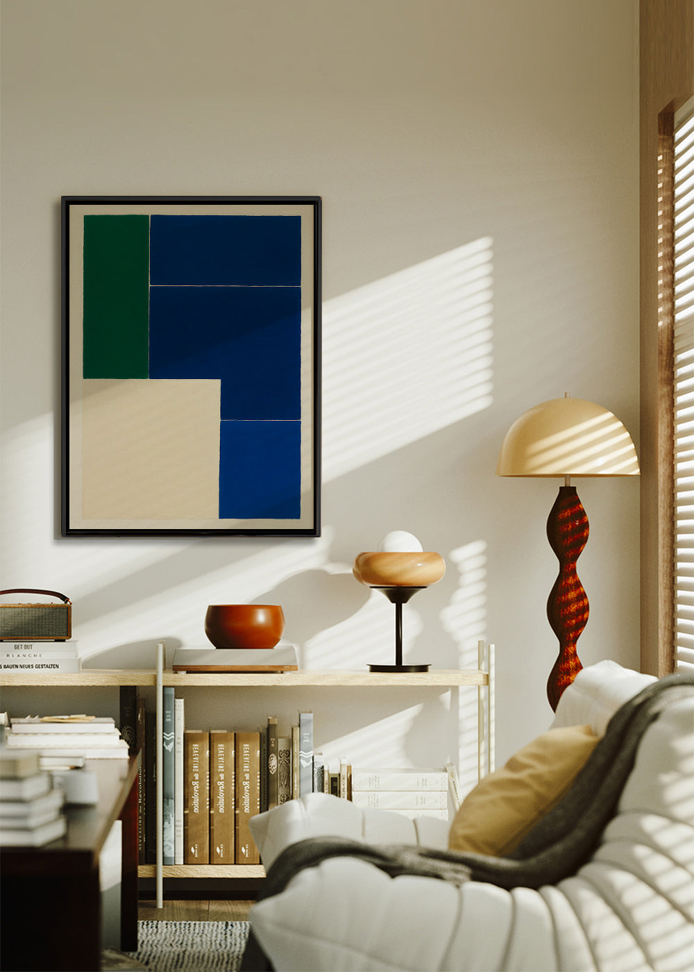 Cuadro geométrico con bloques azules y verdes – Canvas1