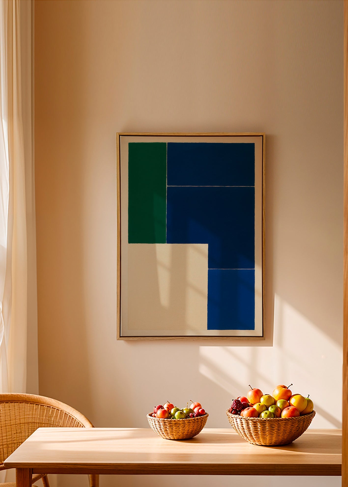 Cuadro geométrico con bloques azules y verdes – Canvas2