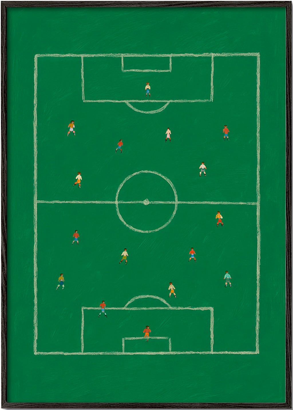 Cuadro deportivo: campo de fútbol ilustrado – Black Frame