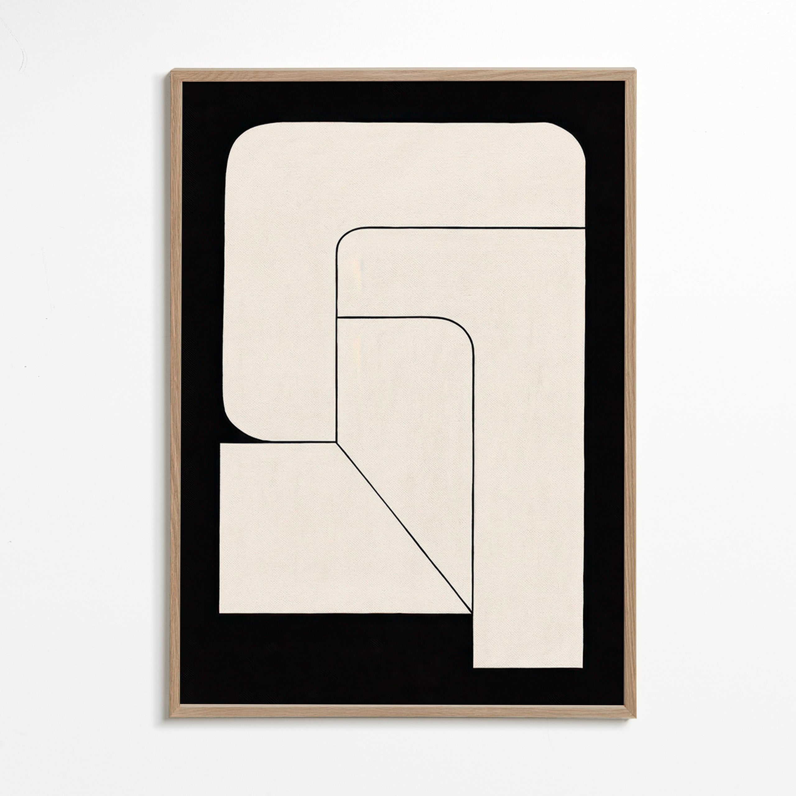 Cuadro geométrico minimalista crema y negro – Oak Frame