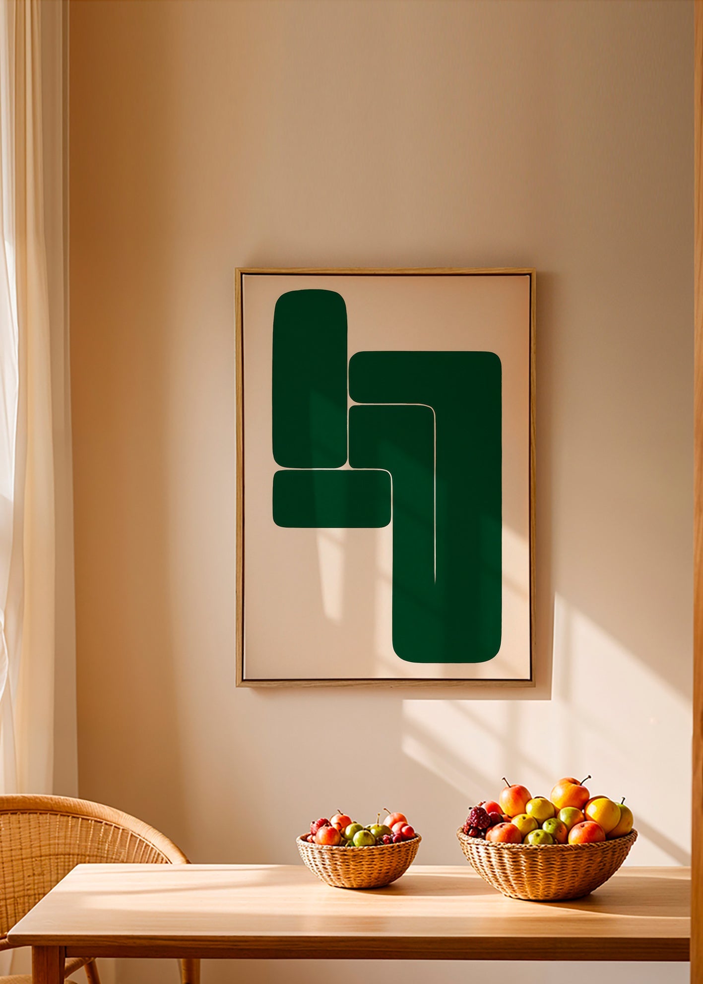 Cuadro geométrico verde con formas en L – Canvas2