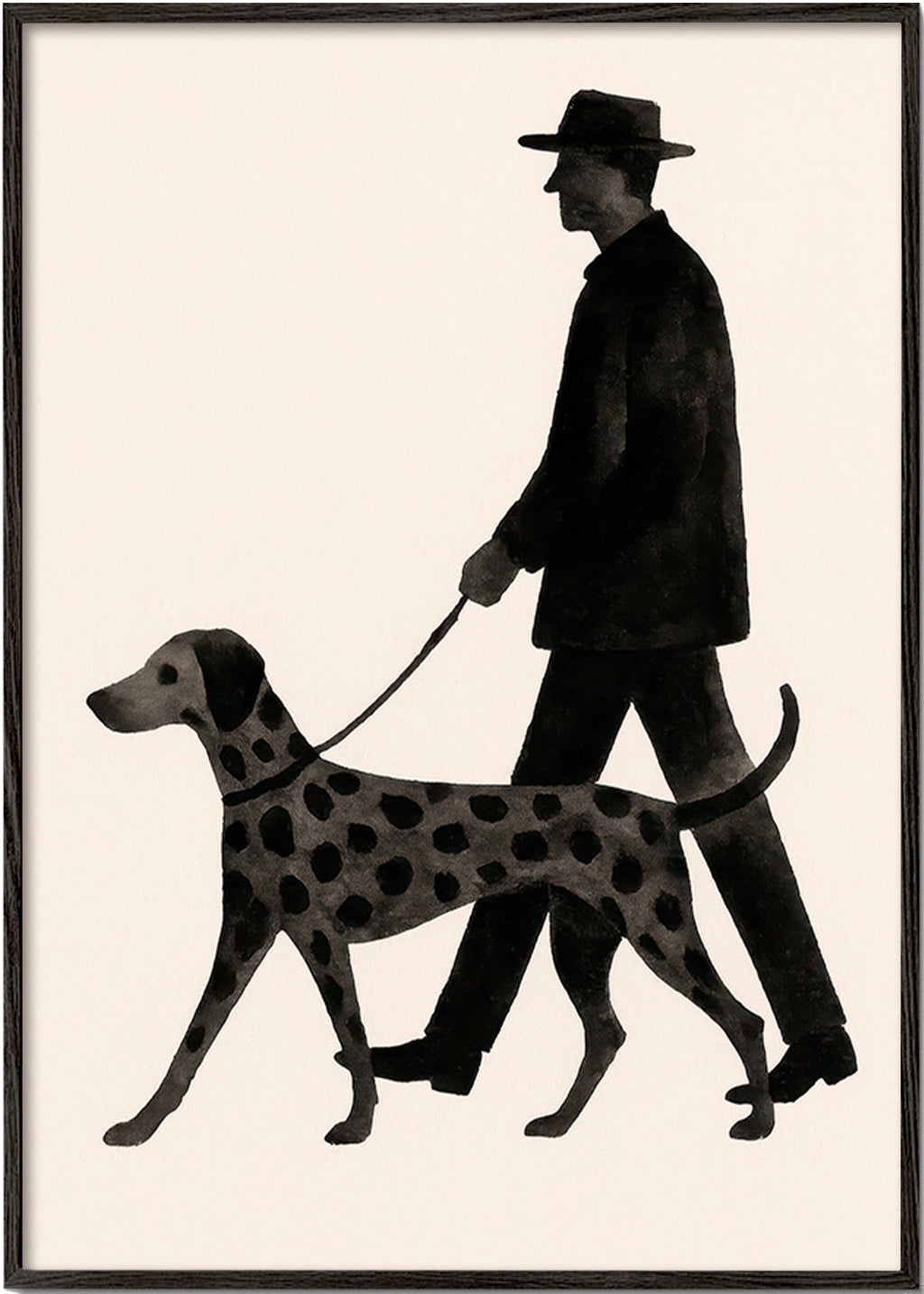 Cuadro perro paseando en silueta – Black Frame