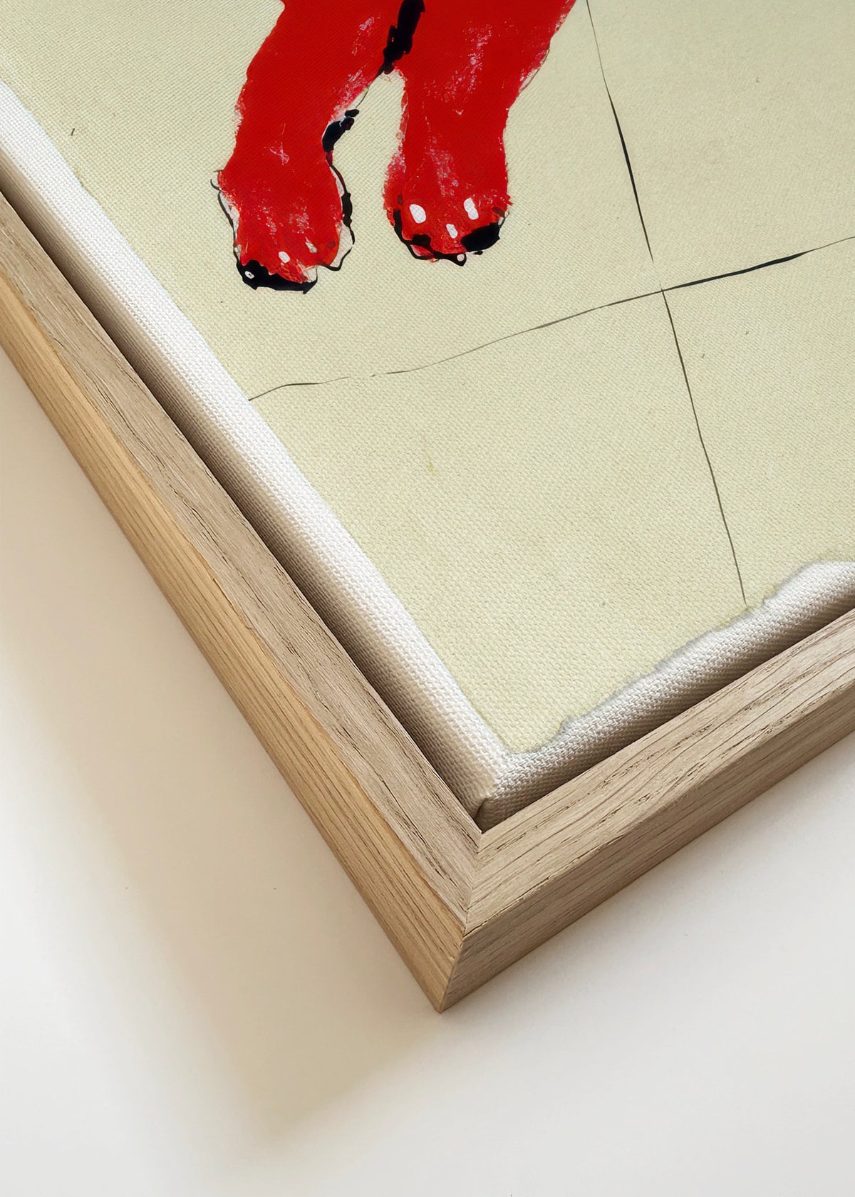 Red Cat Nap - Framed canvas detail