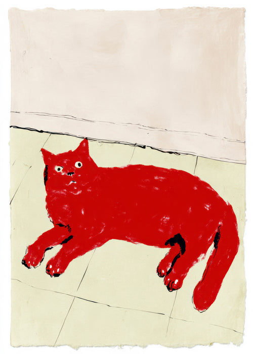 Red Cat Nap - Unframed art print