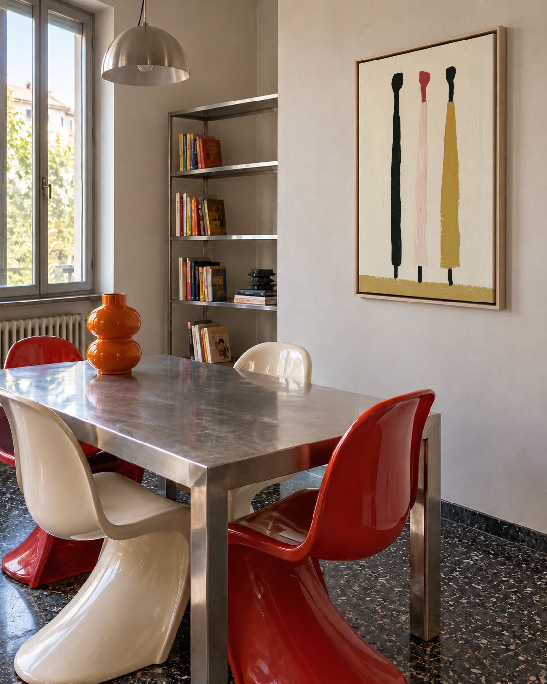 Vertical Trio - Framed canvas in an interior