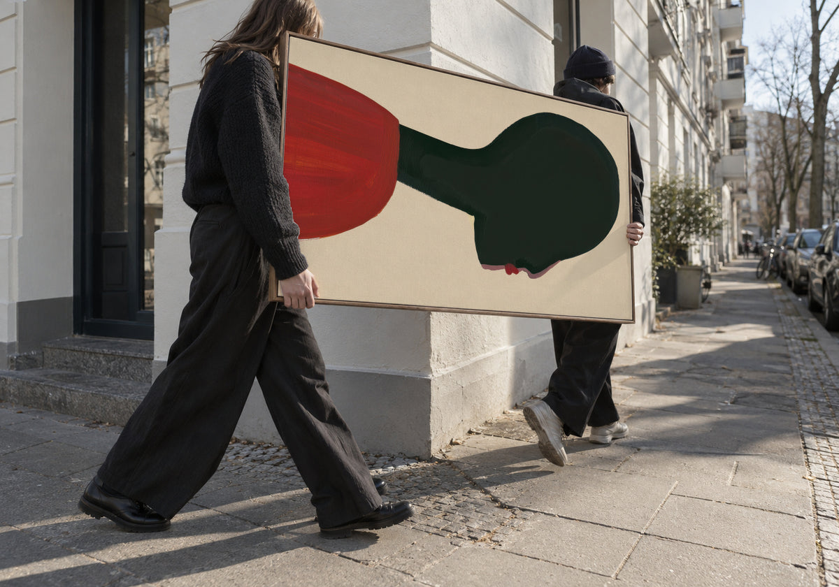 Profile in Red - Framed canvas in an interior