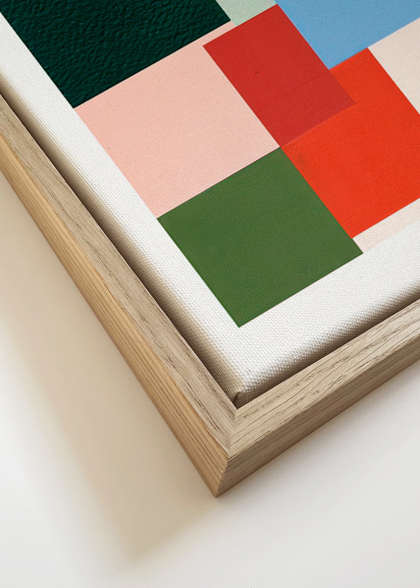 Cuadro geométrico de bloques de color – Canvas detail