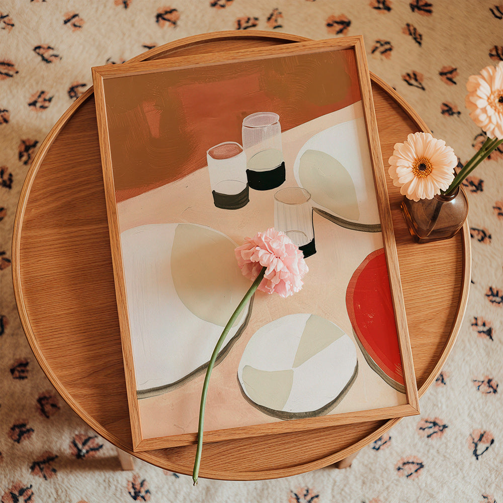 Cuadro de cocina minimalista con platos y vasos – Product3