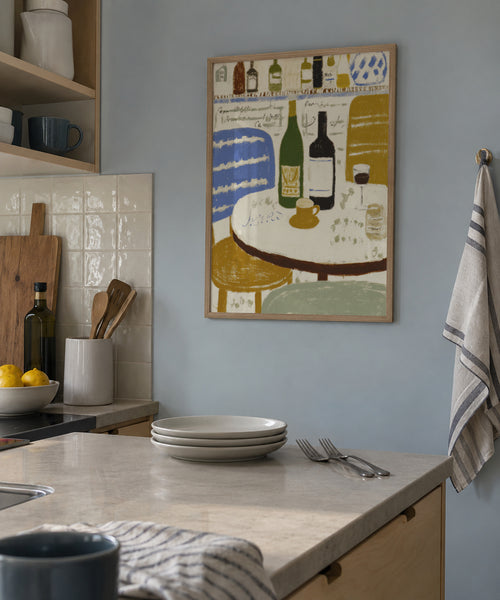 Bistro Table Still Life - Framed poster in an interior