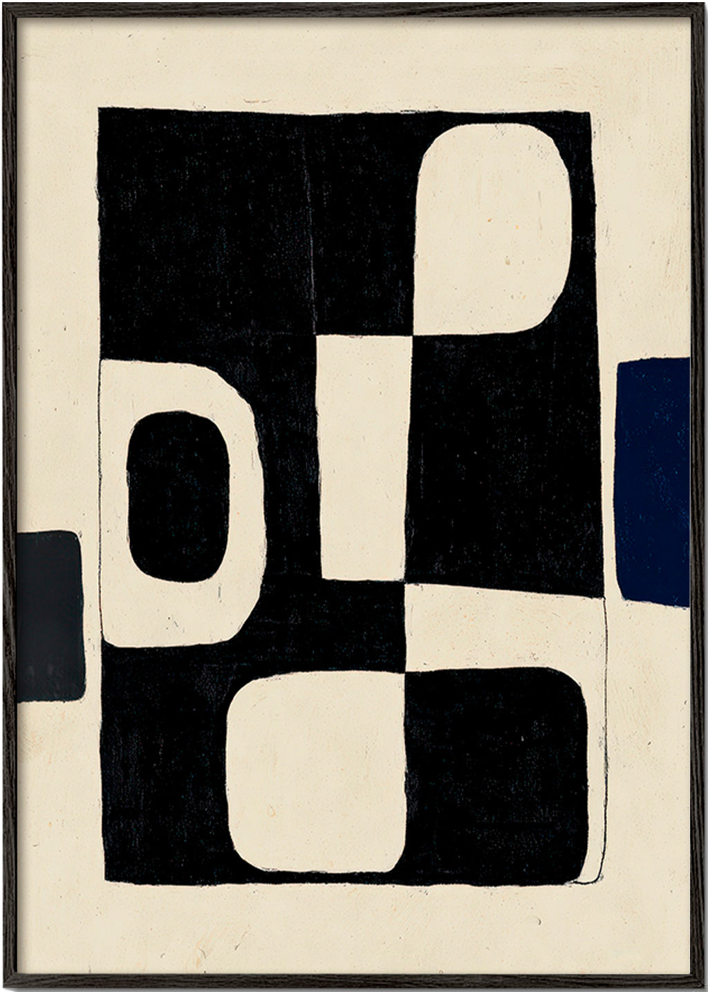 Cuadro geométrico de bloques negros con negativos curvos – Black Frame