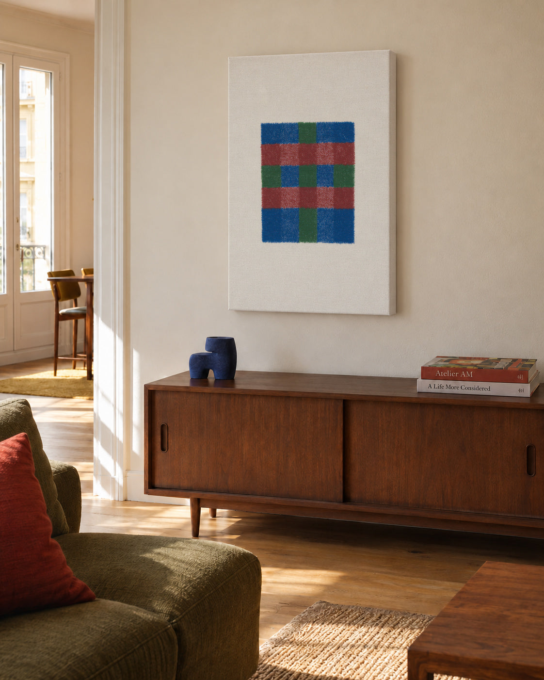 Multi-Color Plaid - Unframed canvas in an interior