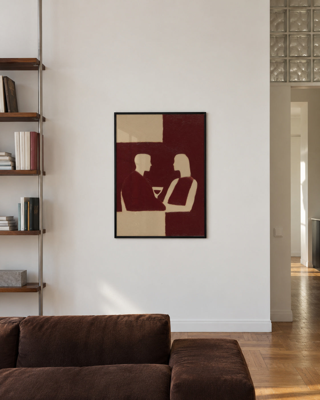Dinner Silhouette - Framed poster in an interior