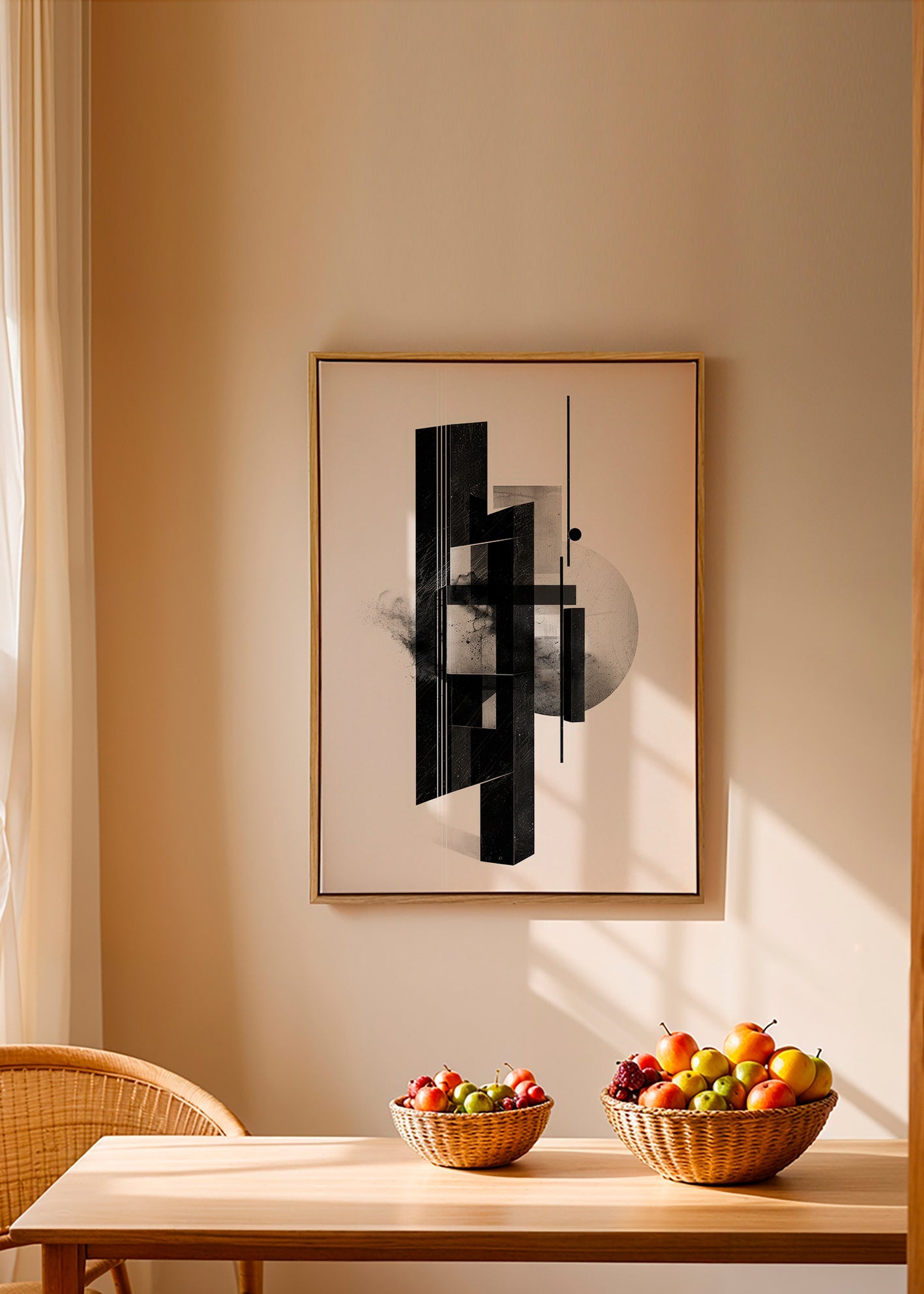 Cuadro en blanco y negro con monolitos geométricos – Canvas1